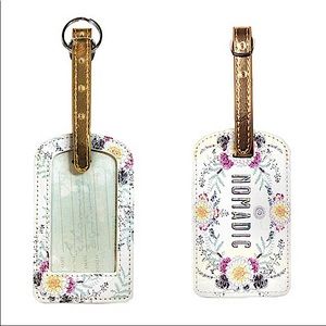 Luggage ID Tag NOMADIC with Flowers Gold Buckle